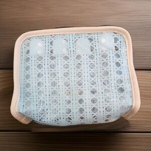 Spartina 449 Blue Cane/Clear Travel Kit With 4 Cosmetic Bottles New $48 Retail